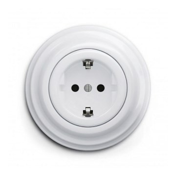Reblig - Retro domestic SCHUKO socket with frame 230V/16A, snow white