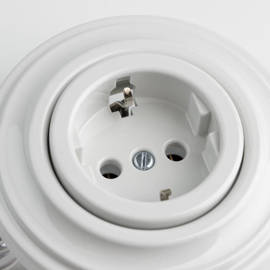 Reblig - Retro domestic SCHUKO socket with frame 230V/16A, snow white