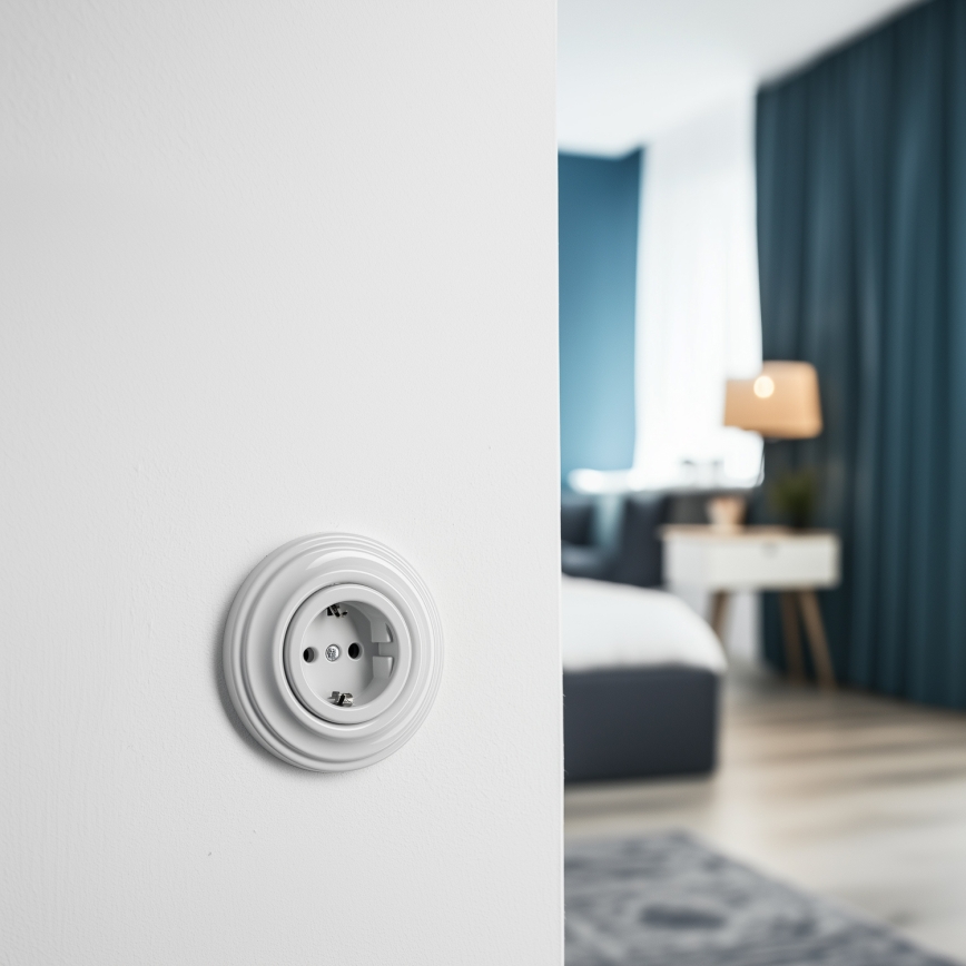 Reblig - Retro domestic SCHUKO socket with frame 230V/16A, snow white