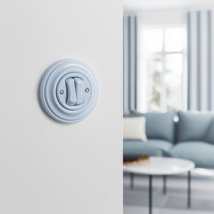 Reblig - Retro double-button switch with frame, blue