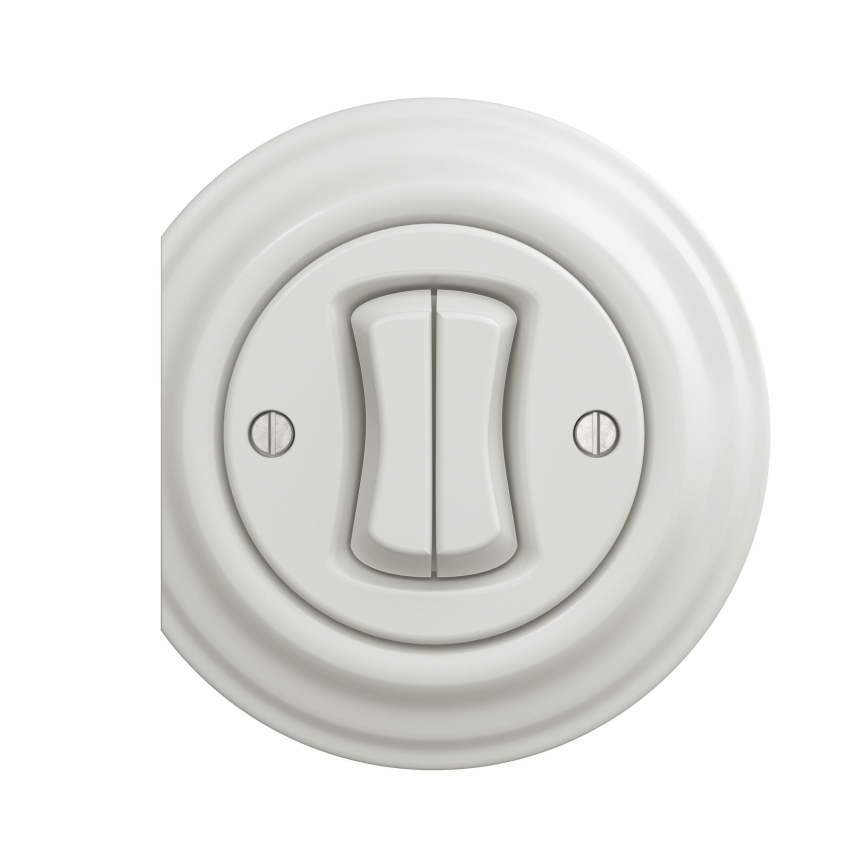 Reblig - Retro Double-gang Staircase Switch, Frameless No. 6+6, Ceramic White
