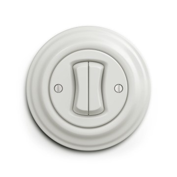 Reblig - Retro Double Push Button with Frame, White Ceramic