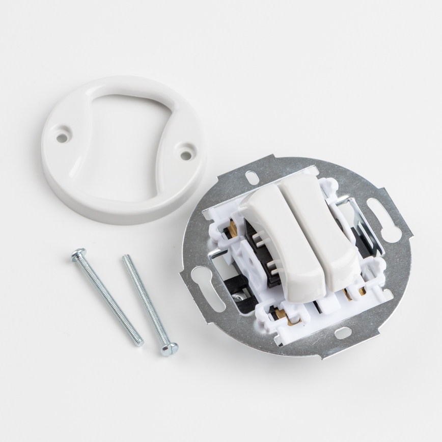 Reblig - Retro Double Push Button with Frame, White Ceramic