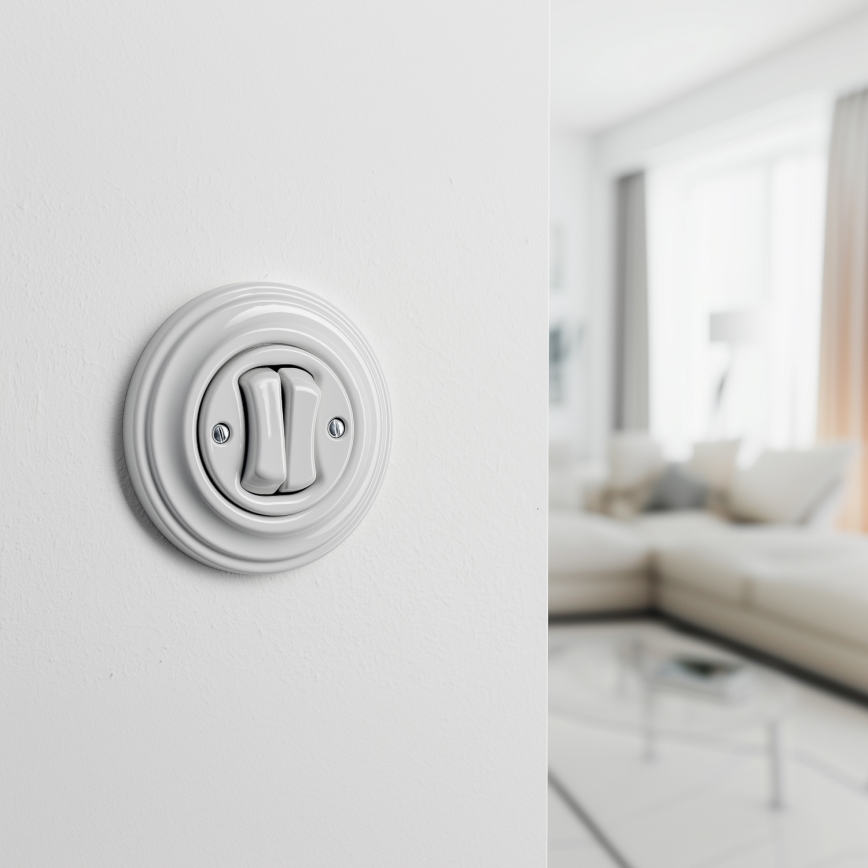 Reblig - Retro Double Push Button with Frame, White Ceramic