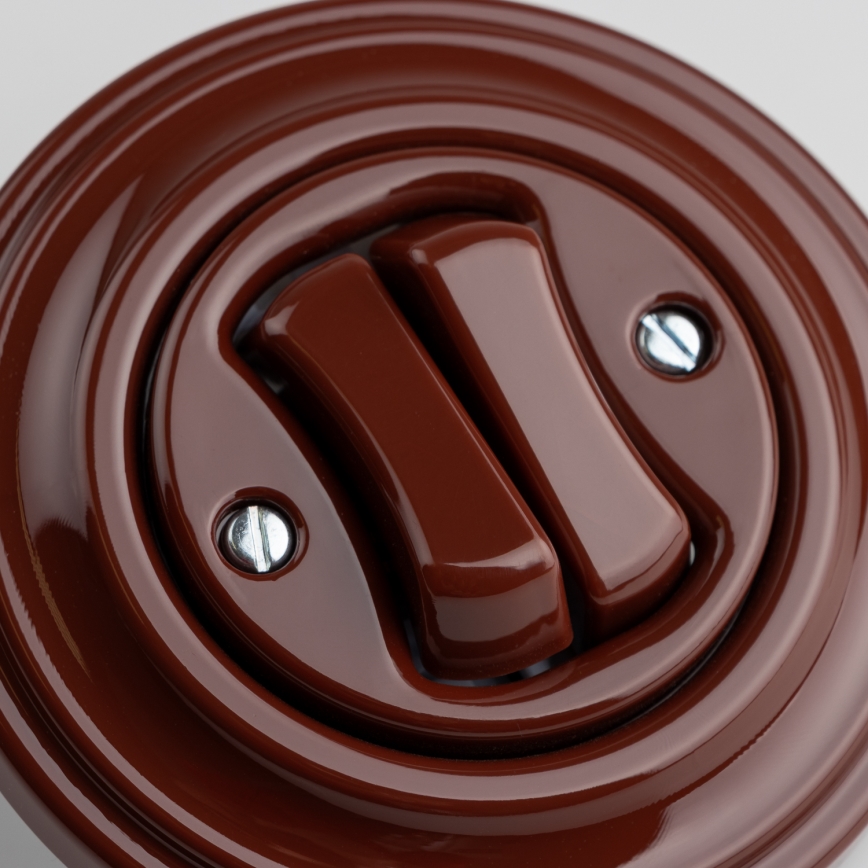 Reblig - Retro double rocker switch with frame, brown