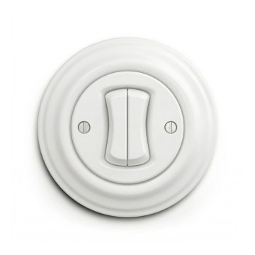 Reblig - Retro Double Rocker Switch with Frame, Snow White