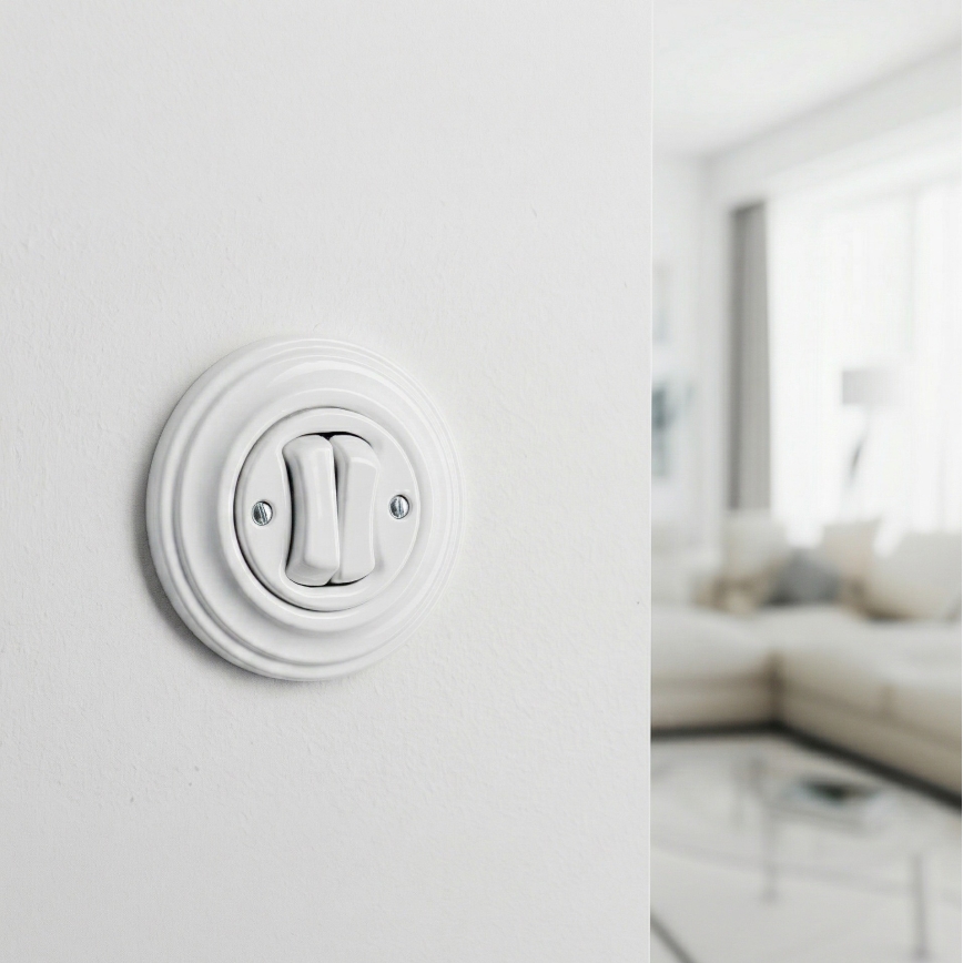 Reblig - Retro Double Rocker Switch with Frame, Snow White