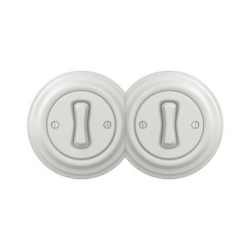 Reblig - Retro Double Single-Pole Switch with Frame No. 1, Ceramic White