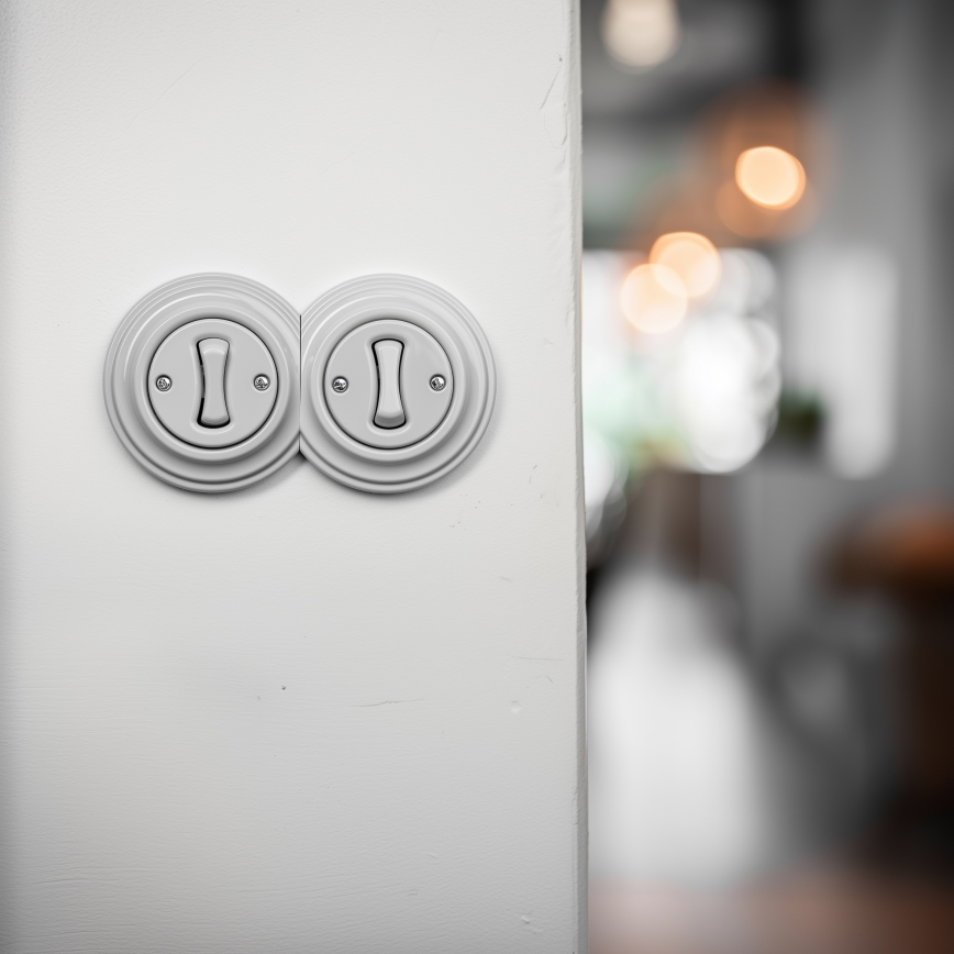 Reblig - Retro Double Single-Pole Switch with Frame No. 1, Ceramic White