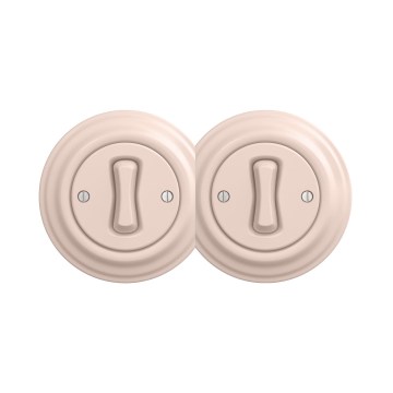 Reblig - Retro double single-pole switch with frame No. 1, dusty pink