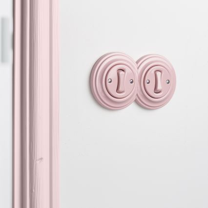 Reblig - Retro double single-pole switch with frame No. 1, dusty pink