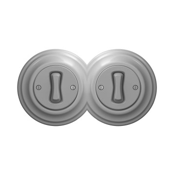 Reblig - Retro Double Single-Pole Switch with Frame No. 1, Gray