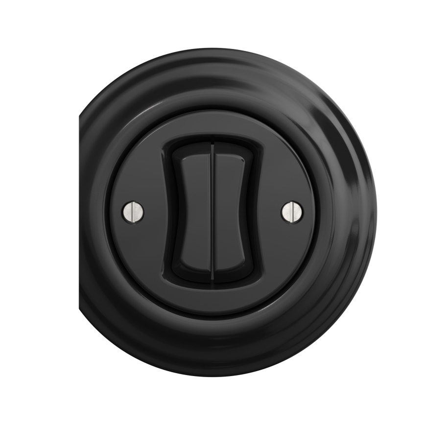 Reblig - Retro Double Staircase Switch, Frameless, No. 6+6, Black