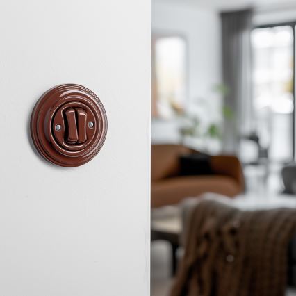 Reblig - Retro double staircase switch with 6+6 frame, brown