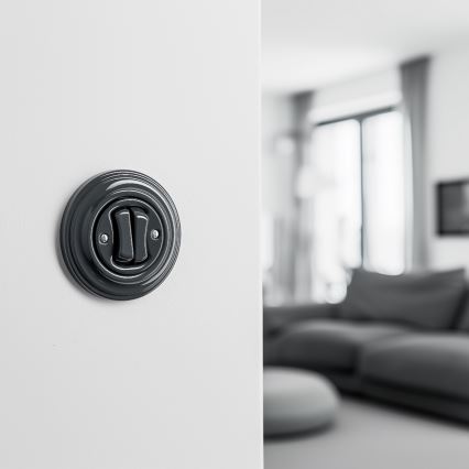 Reblig - Retro double staircase switch with frame No. 6+6, anthracite