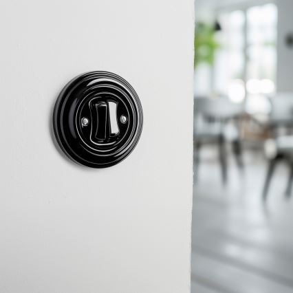 Reblig - Retro Double Staircase Switch with Frame No. 6+6, Black