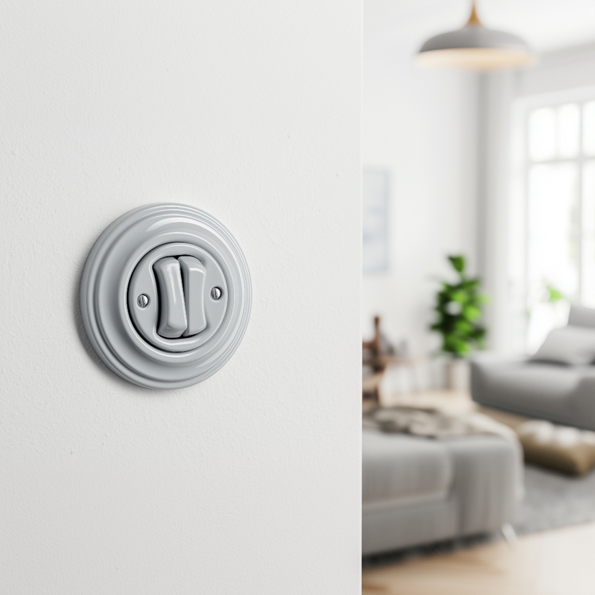Reblig - Retro double stairway switch with 6+6 frame, gray