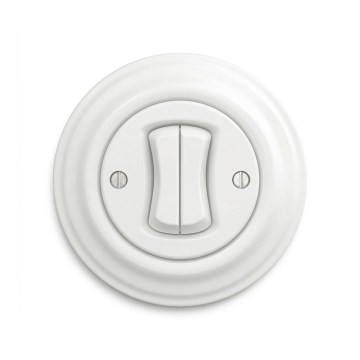 Reblig - Retro double stairway switch with frame No. 6+6 in snow white