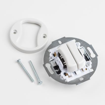 Reblig - Retro double stairway switch with frame No. 6+6 in snow white