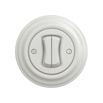 Reblig - Retro double stairway (two-way) switch with frame No. 6+6, ceramic white