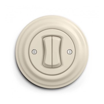 Reblig - Retro Double Two-Way Staircase Switch with Frame No. 6+6, Beige