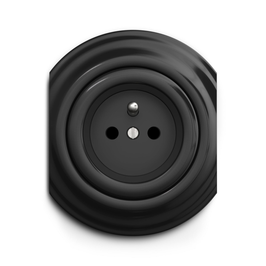Reblig - Retro Frameless 230V Wall Socket, Black