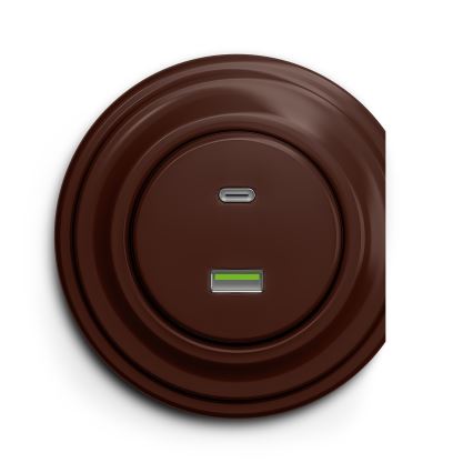 Reblig - Retro Frameless A+C USB Outlet, Brown
