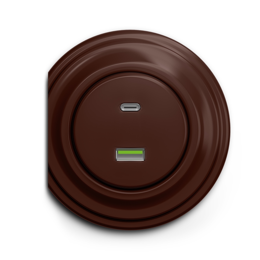 Reblig - Retro Frameless A+C USB Outlet, Brown