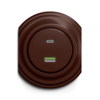 Reblig - Retro Frameless A+C USB Outlet, Brown