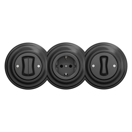 Reblig - Retro frameless domestic SCHUKO socket 230V/16A anthracite