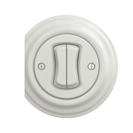 Reblig - Retro Frameless Double Switch, Ceramic White