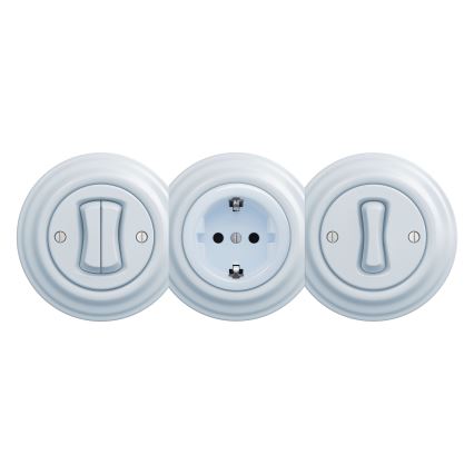 Reblig - Retro frameless household SCHUKO wall socket 230V/16A, blue