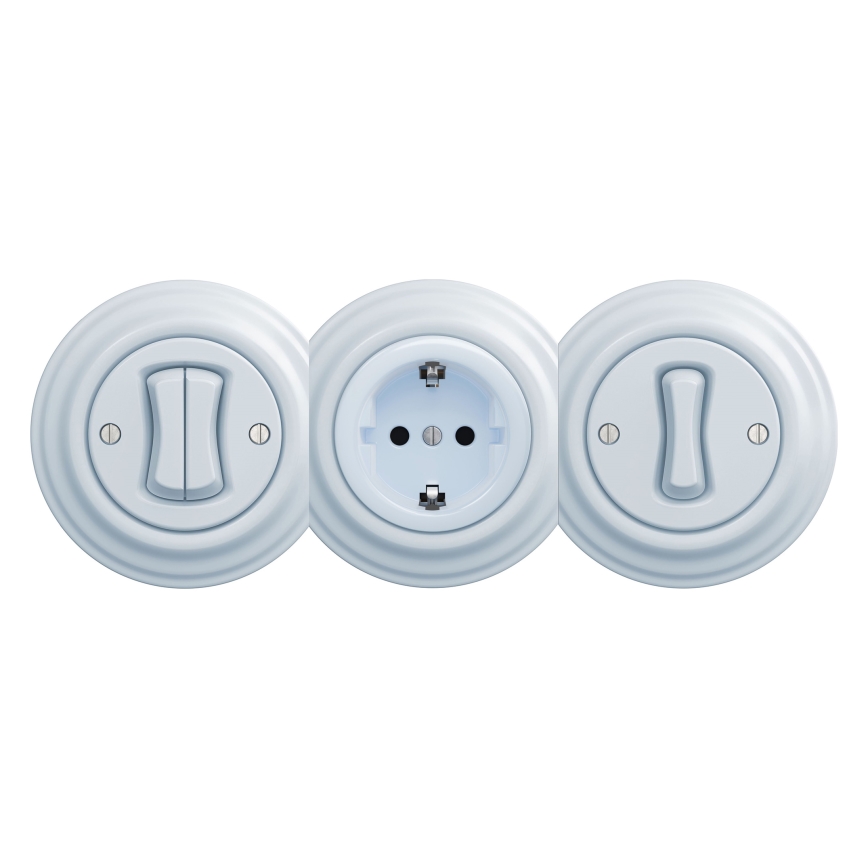 Reblig - Retro frameless household SCHUKO wall socket 230V/16A, blue