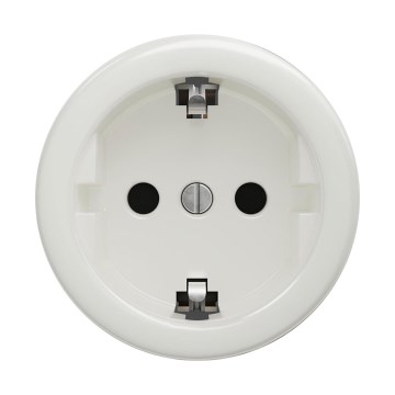 Reblig - Retro frameless household SCHUKO wall socket 230V/16A, white ceramic