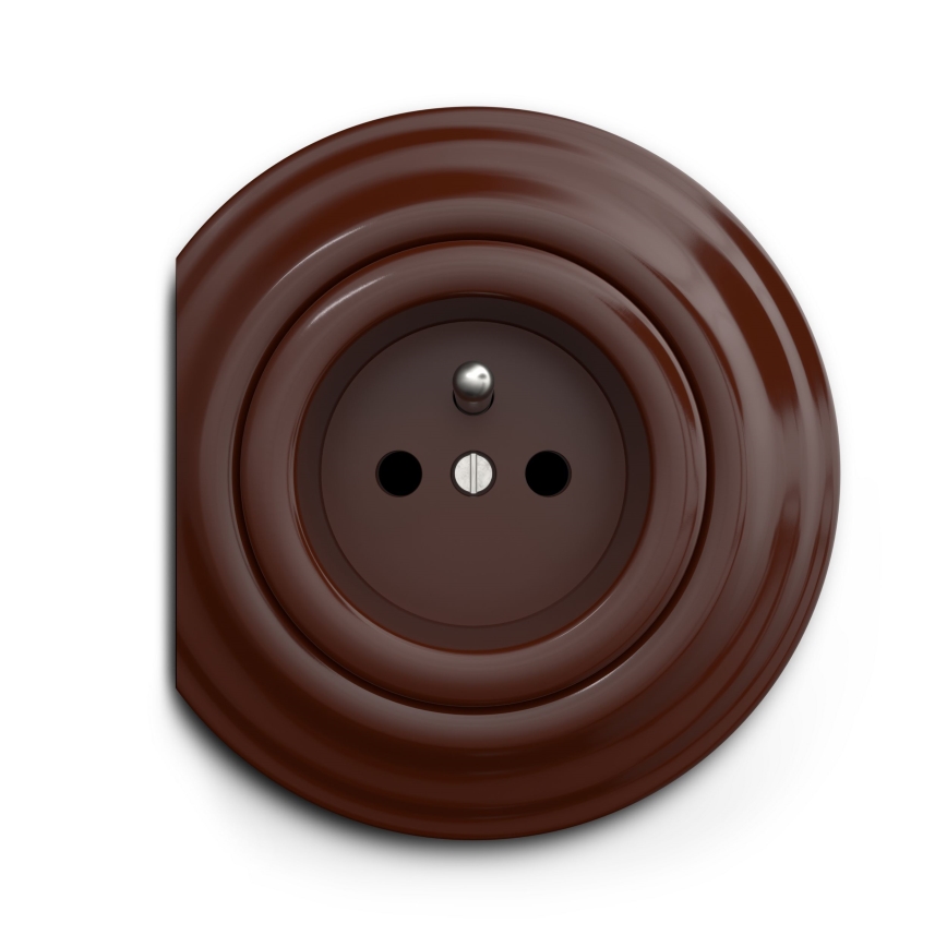 Reblig - Retro Frameless Household Socket 230V, Brown