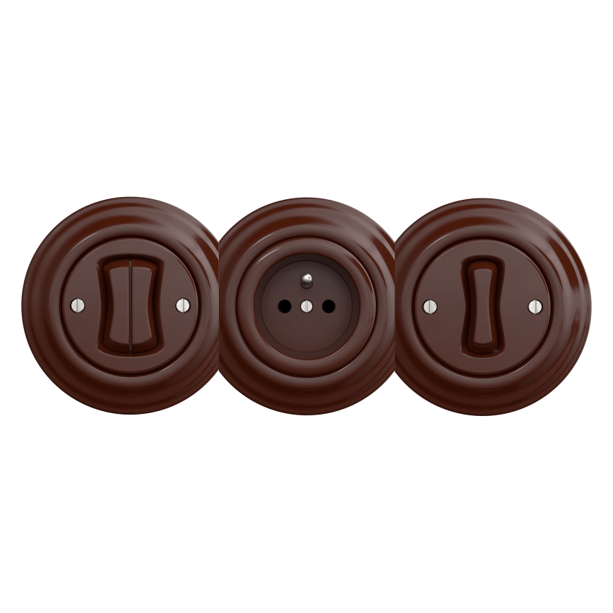 Reblig - Retro frameless SCHUKO household socket 230V/16A, brown
