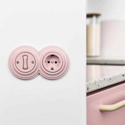 Reblig - Retro frameless SCHUKO wall socket 230V/16A, dusty rose