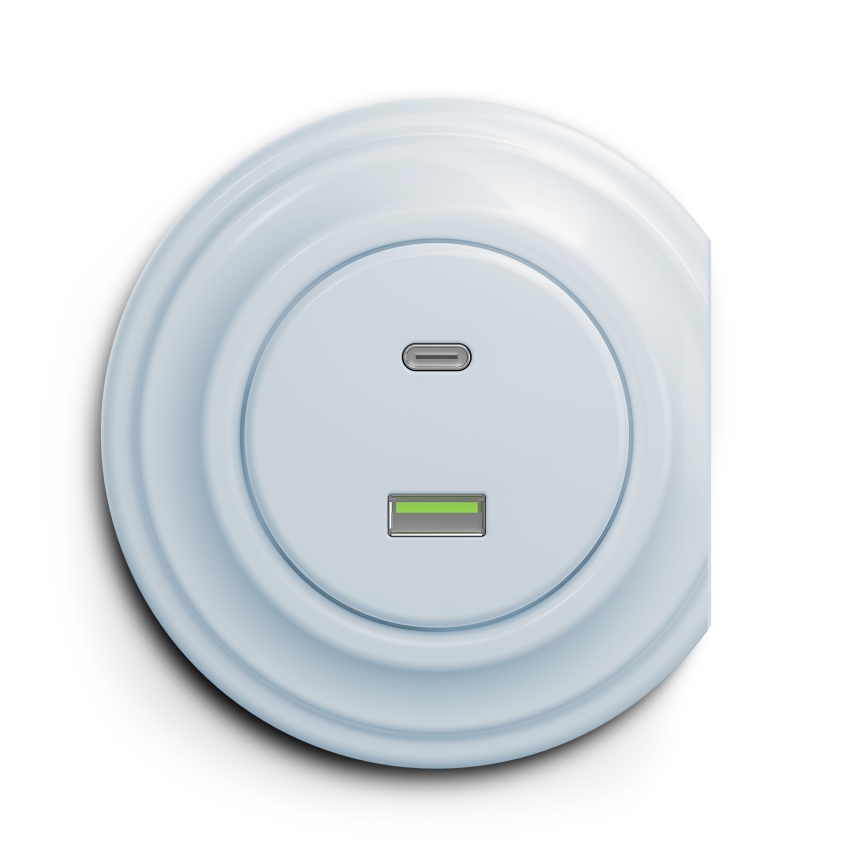 Reblig - Retro Frameless USB A+C Outlet Blue