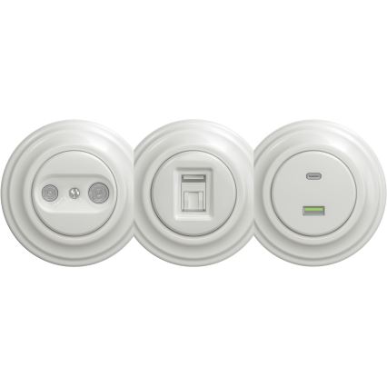 Reblig - Retro Frameless White Ceramic Data Outlet