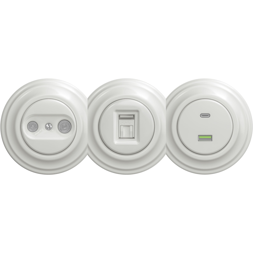 Reblig - Retro Frameless White Ceramic Data Outlet