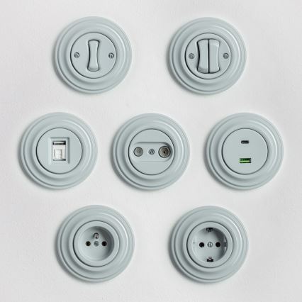 Reblig - Retro home Schuko outlet with frame, 230V/16A, gray