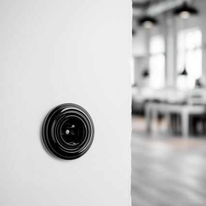 Reblig - Retro Home Wall Socket with Frame, 230V, Black