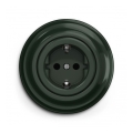 Reblig - Retro household SCHUKO wall socket with frame, 230V/16A, green