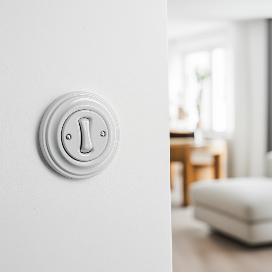 Reblig - Retro intermediate (4-way) switch with frame No. 7, white ceramic