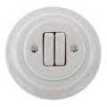 Reblig - Retro porcelain double light switch with frame No. 5, white