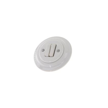 Reblig - Retro porcelain double light switch with frame No. 5, white