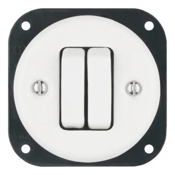 Reblig - Retro Porcelain Double Switch, Frameless, No. 5, White
