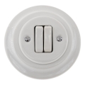 Reblig - Retro Porcelain Double Switch with Frame No. 6+6, White