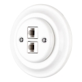 Reblig - Retro porcelain Ethernet wall plate with frame, 2x Cat5e, white