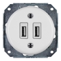 Reblig - Retro porcelain frameless USB power socket, 2x USB-A, white